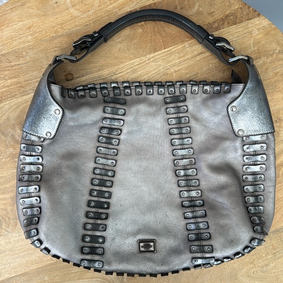 Burberry Handbags - Burberry Embellished Metallic Leather Hobo Bag